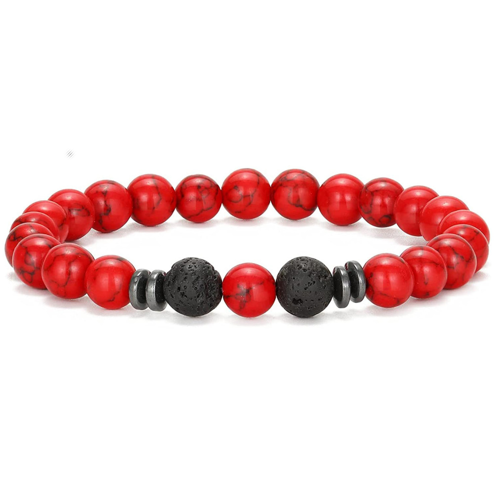 Natural 8MM Gemstone Beads Stretch Bracelet Essential Oil Diffuser Rock Lava Stone Beaded Bracelet for Men Women Jewelry