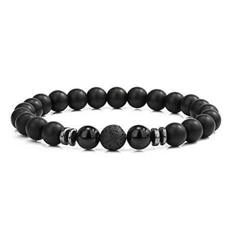 8mm Matte Onyx Bracelet - Essential Oil Diffuser Stone Agate Bead Bracelets for Women, Stress Relief Aromatherapy