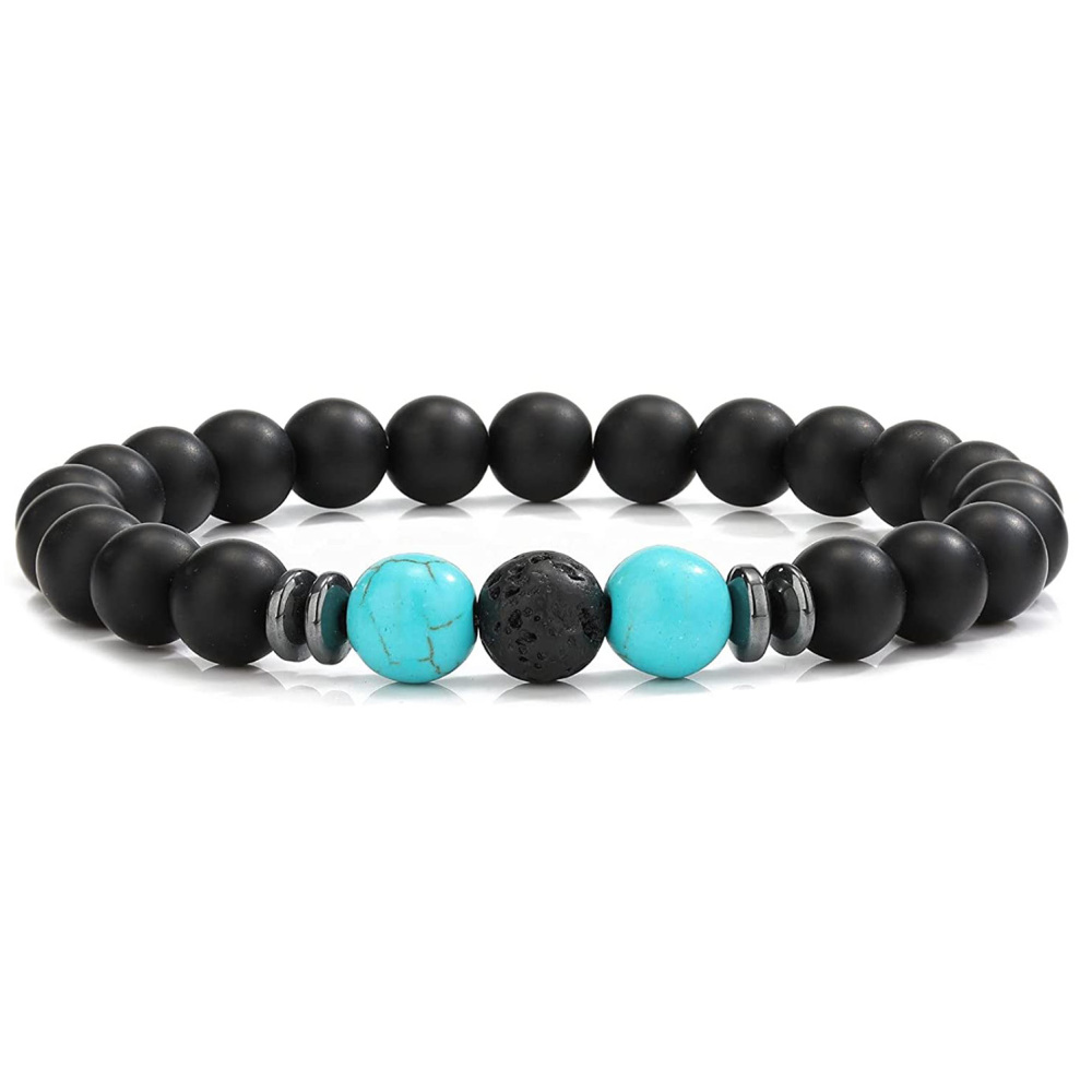 8mm Matte Onyx Bracelet - Essential Oil Diffuser Stone Agate Bead Bracelets for Women, Stress Relief Aromatherapy