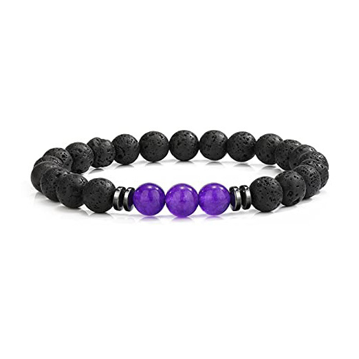 8mm Lava Rock Bracelet - Essential Oil Diffuser Stone Bead Bracelets for Women, Stress Relief Aromatherapy