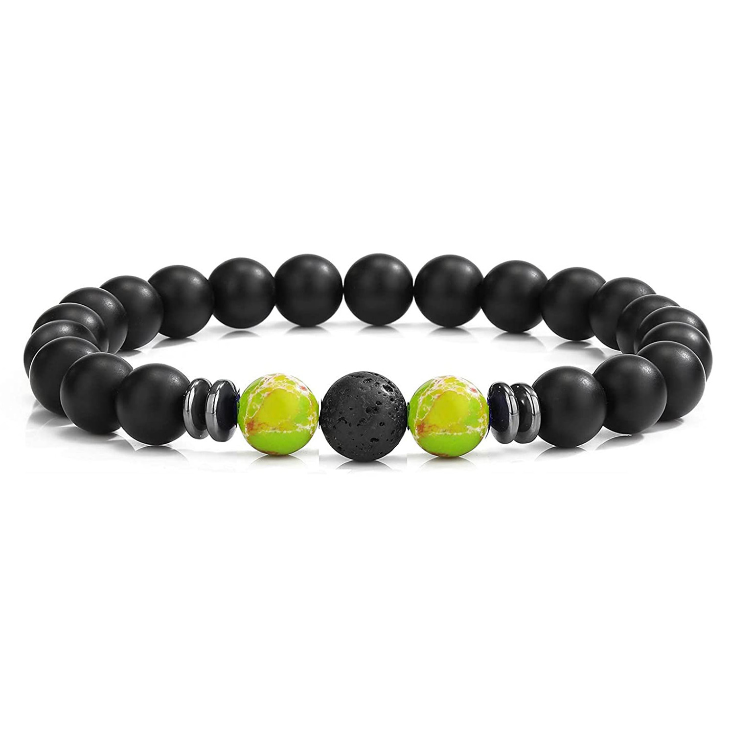 8mm Matte Onyx Bracelet - Essential Oil Diffuser Stone Agate Bead Bracelets for Women, Stress Relief Aromatherapy