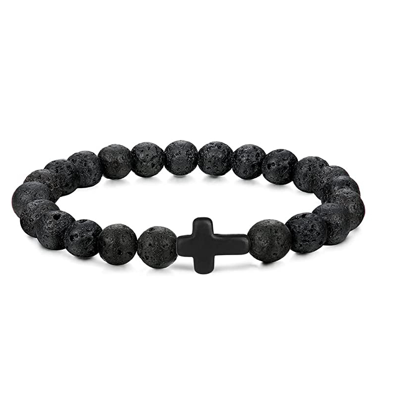 Natural 8MM Gemstone Beads Stretch Bracelet Essential Oil Diffuser Rock Lava Stone Beaded Bracelet for Men Women Jewelry