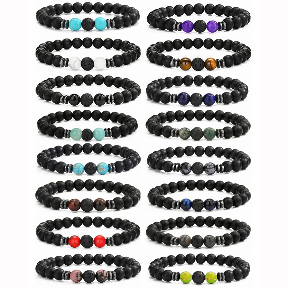 8mm Matte Onyx Bracelet - Essential Oil Diffuser Stone Agate Bead Bracelets for Women, Stress Relief Aromatherapy