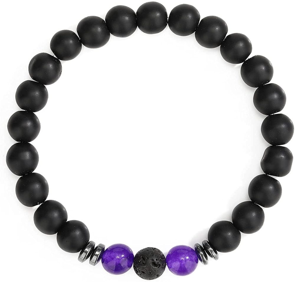 8mm Matte Onyx Bracelet - Essential Oil Diffuser Stone Agate Bead Bracelets for Women, Stress Relief Aromatherapy