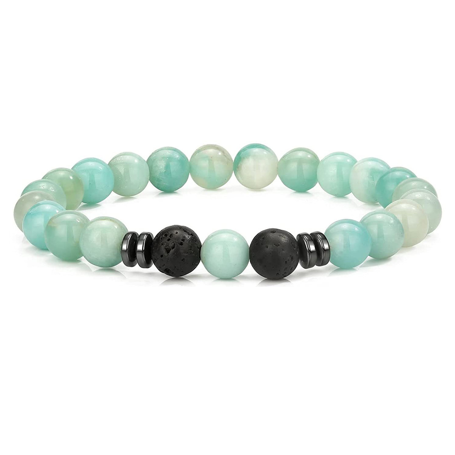 Natural 8MM Gemstone Beads Stretch Bracelet Essential Oil Diffuser Rock Lava Stone Beaded Bracelet for Men Women Jewelry