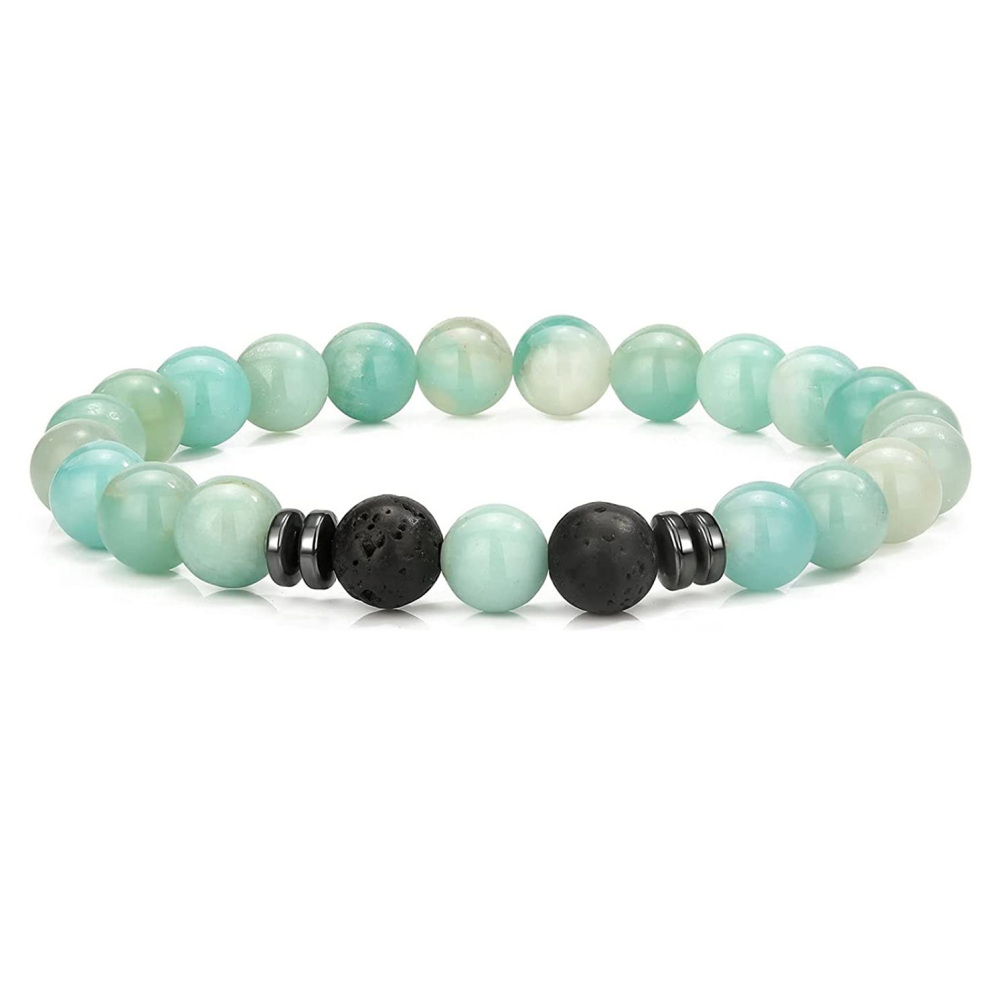 Natural 8MM Gemstone Beads Stretch Bracelet Essential Oil Diffuser Rock Lava Stone Beaded Bracelet for Men Women Jewelry