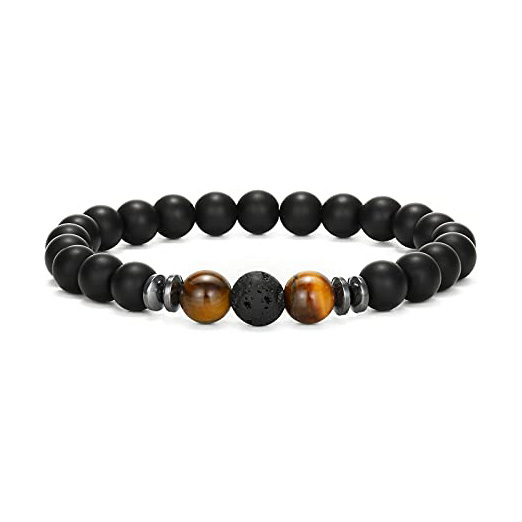 8mm Matte Onyx Bracelet - Essential Oil Diffuser Stone Agate Bead Bracelets for Women, Stress Relief Aromatherapy