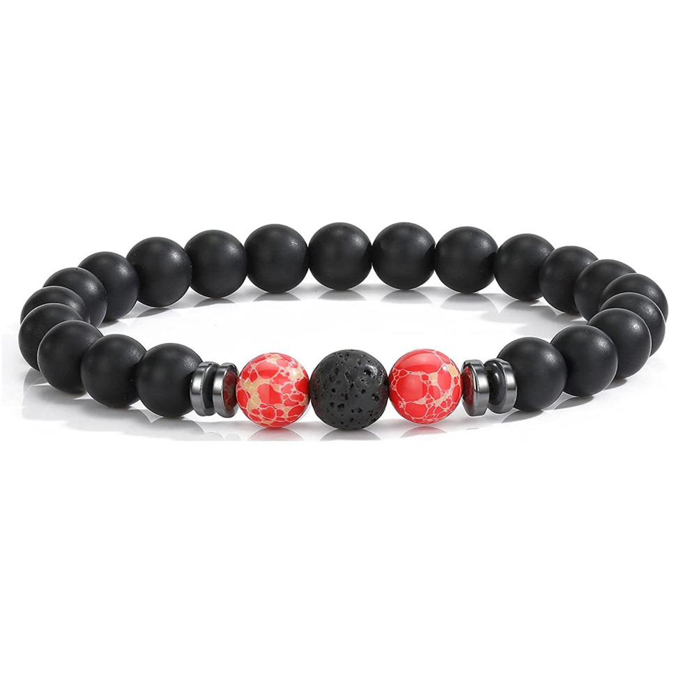 8mm Matte Onyx Bracelet - Essential Oil Diffuser Stone Agate Bead Bracelets for Women, Stress Relief Aromatherapy