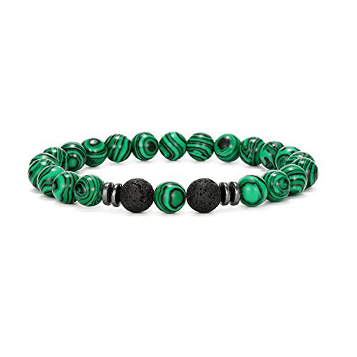 Natural 8MM Gemstone Beads Stretch Bracelet Essential Oil Diffuser Rock Lava Stone Beaded Bracelet for Men Women Jewelry