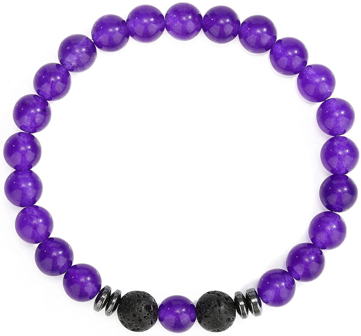 Natural 8MM Gemstone Beads Stretch Bracelet Essential Oil Diffuser Rock Lava Stone Beaded Bracelet for Men Women Jewelry
