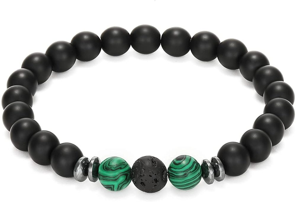 8mm Matte Onyx Bracelet - Essential Oil Diffuser Stone Agate Bead Bracelets for Women, Stress Relief Aromatherapy