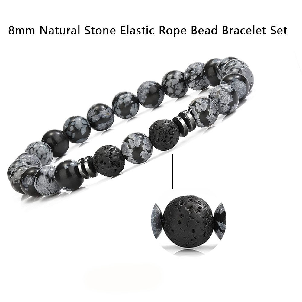 Natural 8MM Gemstone Beads Stretch Bracelet Essential Oil Diffuser Rock Lava Stone Beaded Bracelet for Men Women Jewelry