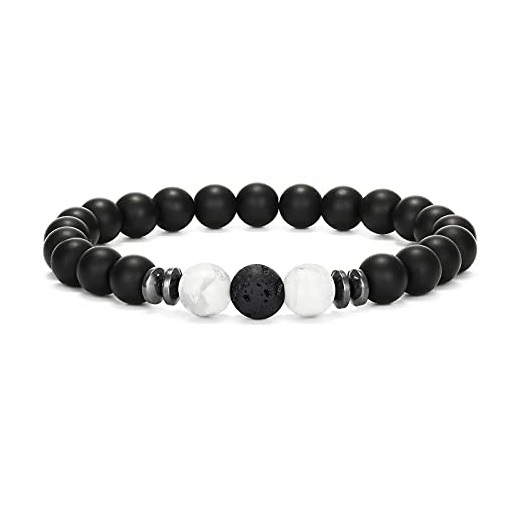 8mm Matte Onyx Bracelet - Essential Oil Diffuser Stone Agate Bead Bracelets for Women, Stress Relief Aromatherapy