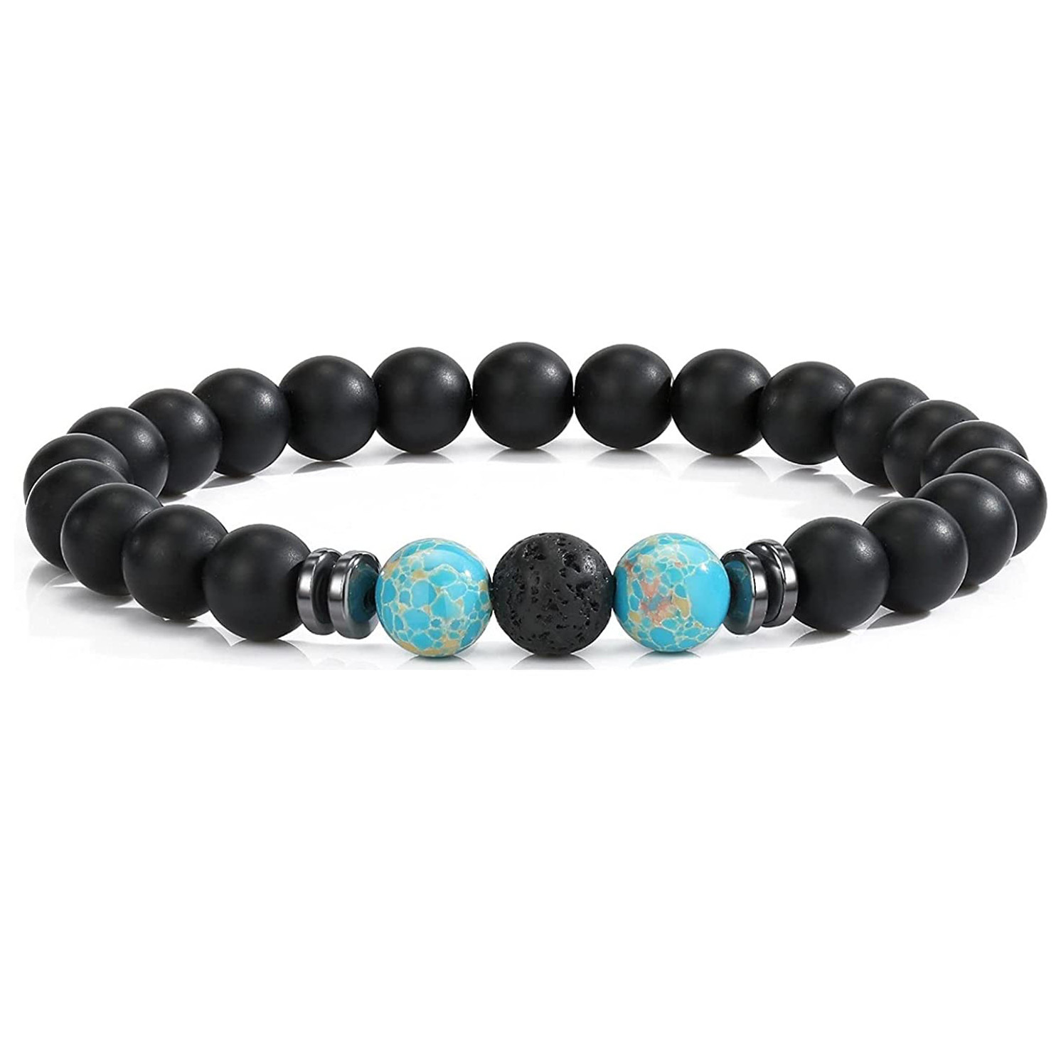 8mm Matte Onyx Bracelet - Essential Oil Diffuser Stone Agate Bead Bracelets for Women, Stress Relief Aromatherapy