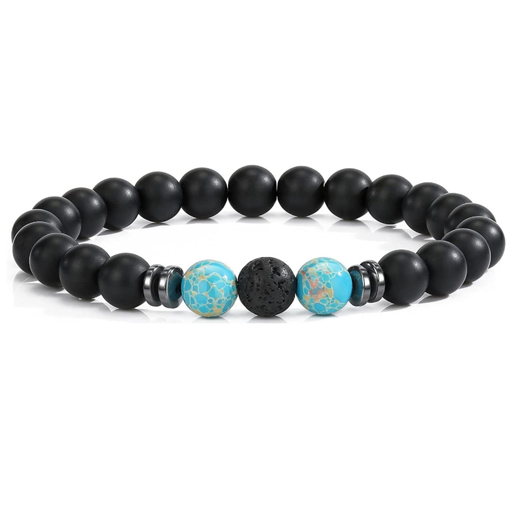 8mm Matte Onyx Bracelet - Essential Oil Diffuser Stone Agate Bead Bracelets for Women, Stress Relief Aromatherapy