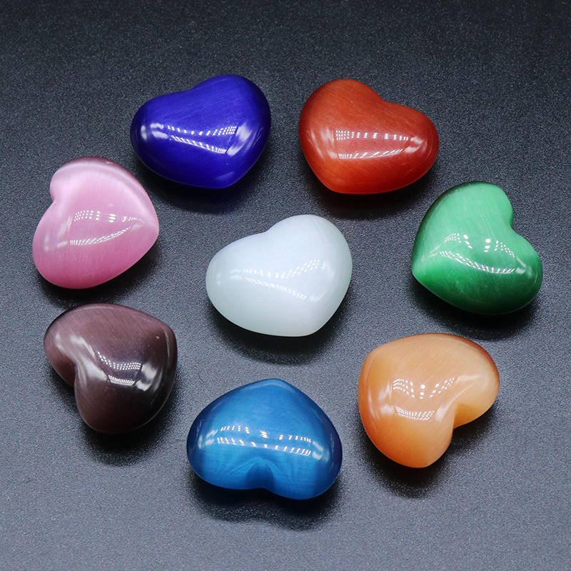 Cat's Eye Stone Carved Heart Love Crystals and Healing Stones Palm Worry Stone (1.57 inchs)