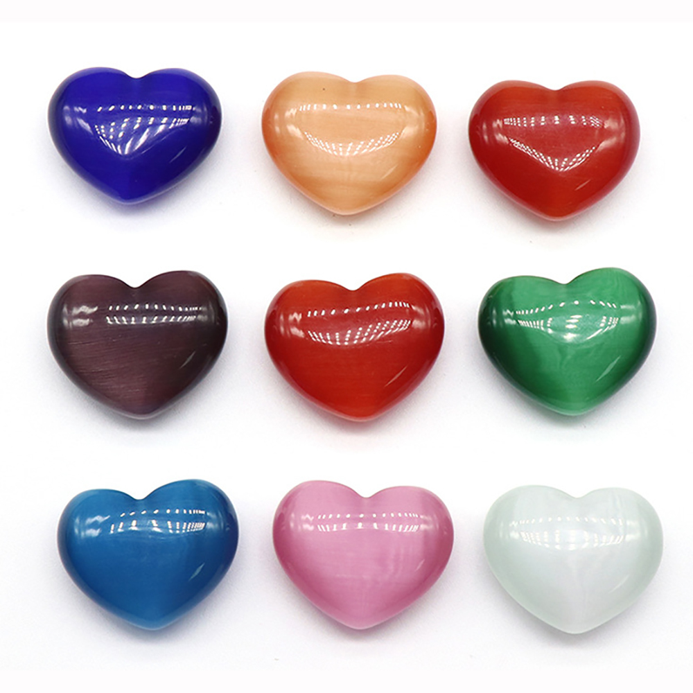 Cat's Eye Stone Carved Heart Love Crystals and Healing Stones Palm Worry Stone (1.57 inchs)