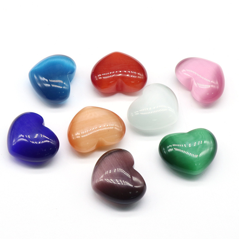 Cat's Eye Stone Carved Heart Love Crystals and Healing Stones Palm Worry Stone (1.57 inchs)