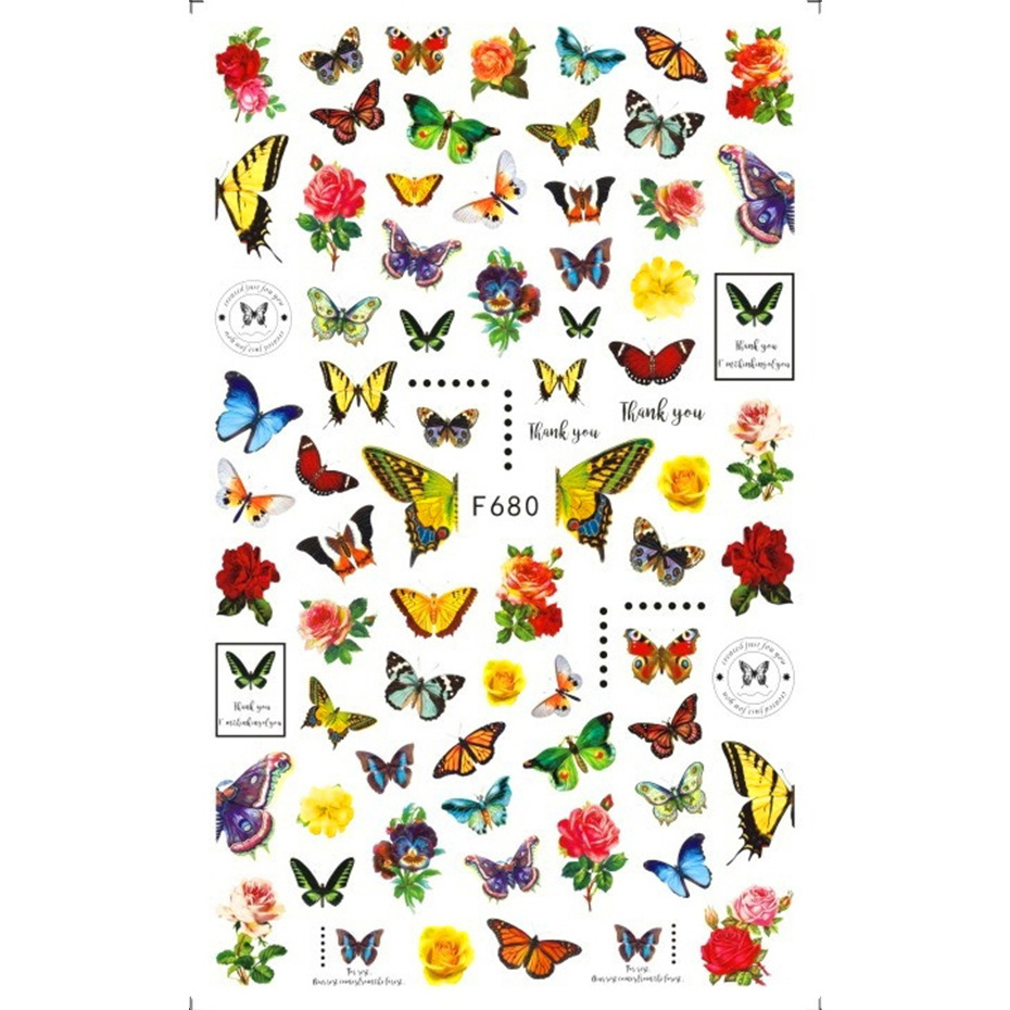 8 Sheets Butterfly Nail Stickers Spring Summer Floral Flower Nail Decals Nail Accessories for Nail Art Decorations Supplies