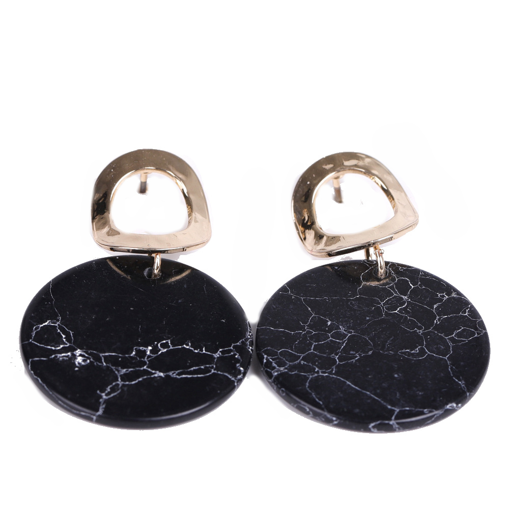 Natural Gemstone Disc Dangle Earrings For Women Gold Plated Geometric Bohemian Drop Earrings Dangling Costume Earring For Girl Fashion Jewelry