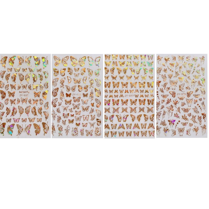 8 Sheets Butterfly Nail Stickers Spring Summer Floral Flower Nail Decals Nail Accessories for Nail Art Decorations Supplies