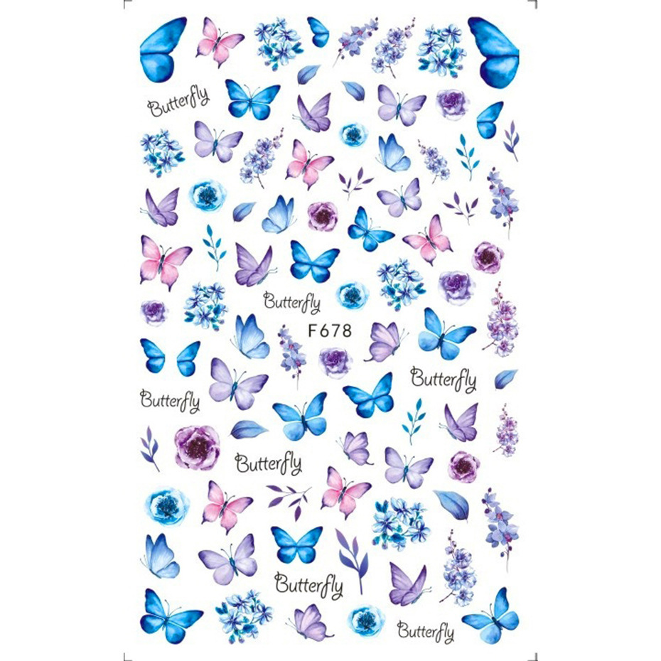 8 Sheets Butterfly Nail Stickers Spring Summer Floral Flower Nail Decals Nail Accessories for Nail Art Decorations Supplies