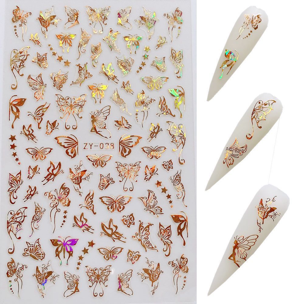 8 Sheets Butterfly Nail Stickers Spring Summer Floral Flower Nail Decals Nail Accessories for Nail Art Decorations Supplies