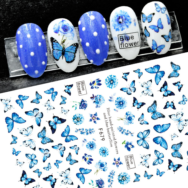 8 Sheets Butterfly Nail Stickers Spring Summer Floral Flower Nail Decals Nail Accessories for Nail Art Decorations Supplies