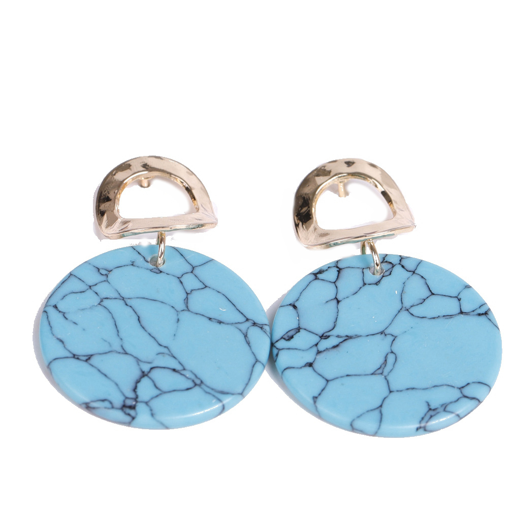 Natural Gemstone Disc Dangle Earrings For Women Gold Plated Geometric Bohemian Drop Earrings Dangling Costume Earring For Girl Fashion Jewelry