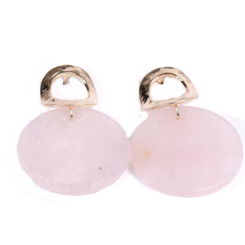 Natural Gemstone Disc Dangle Earrings For Women Gold Plated Geometric Bohemian Drop Earrings Dangling Costume Earring For Girl Fashion Jewelry