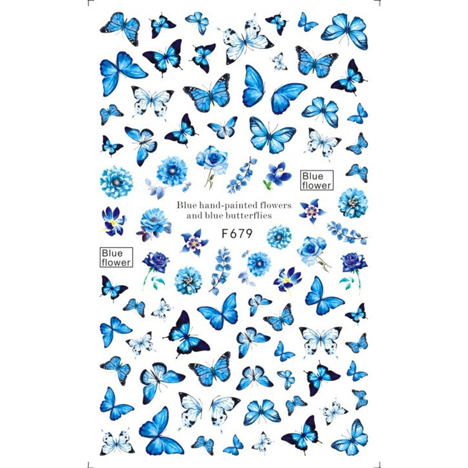 8 Sheets Butterfly Nail Stickers Spring Summer Floral Flower Nail Decals Nail Accessories for Nail Art Decorations Supplies