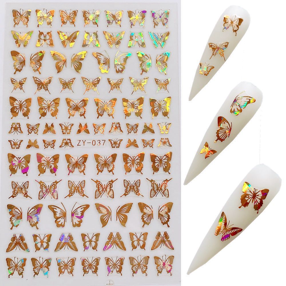 8 Sheets Butterfly Nail Stickers Spring Summer Floral Flower Nail Decals Nail Accessories for Nail Art Decorations Supplies