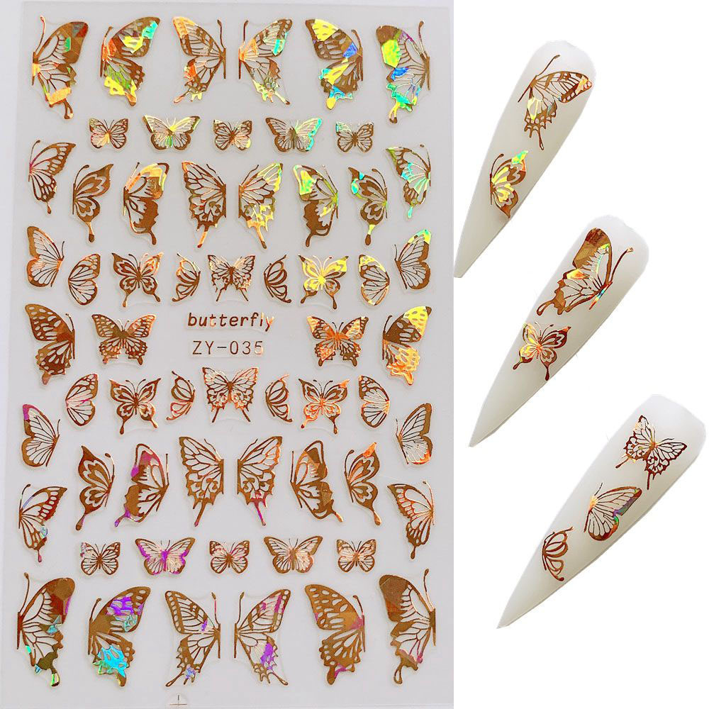 8 Sheets Butterfly Nail Stickers Spring Summer Floral Flower Nail Decals Nail Accessories for Nail Art Decorations Supplies