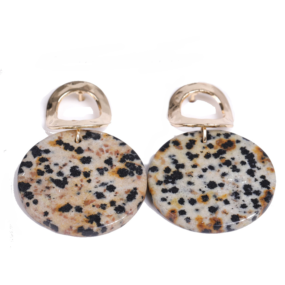Natural Gemstone Disc Dangle Earrings For Women Gold Plated Geometric Bohemian Drop Earrings Dangling Costume Earring For Girl Fashion Jewelry