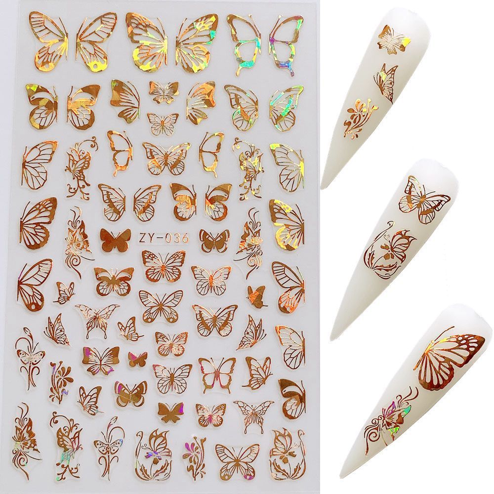 8 Sheets Butterfly Nail Stickers Spring Summer Floral Flower Nail Decals Nail Accessories for Nail Art Decorations Supplies