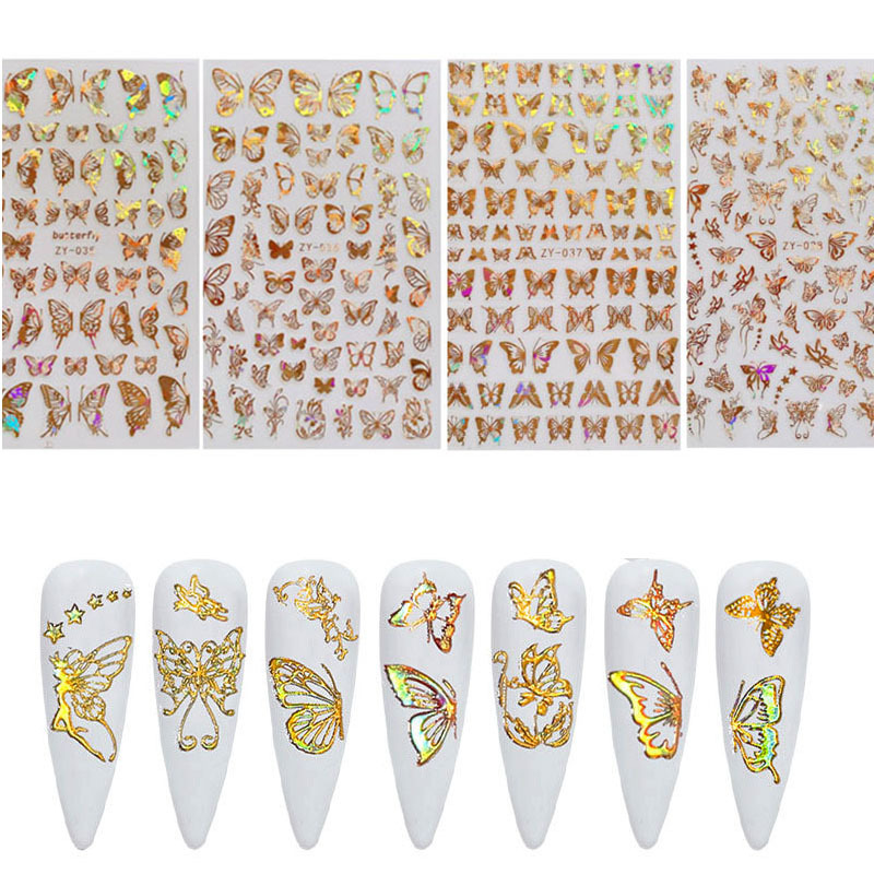 8 Sheets Butterfly Nail Stickers Spring Summer Floral Flower Nail Decals Nail Accessories for Nail Art Decorations Supplies