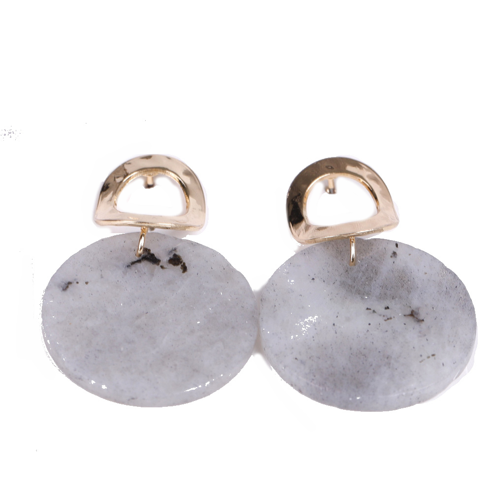Natural Gemstone Disc Dangle Earrings For Women Gold Plated Geometric Bohemian Drop Earrings Dangling Costume Earring For Girl Fashion Jewelry
