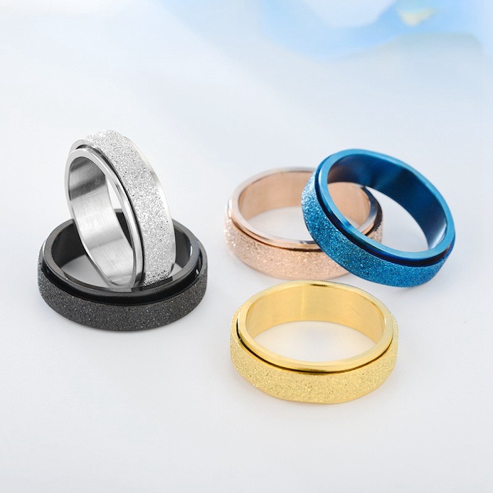 Spinner Ring Set for Women Men Anxiety Relief 6MM Fidget Rings for Anxiety Stainless Steel Frosted Ring Perfect for Weddings,Parties, Celebrations