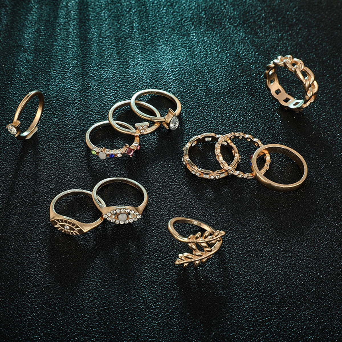 Women Rings Set Knuckle Rings Gold Bohemian Rings for Girls Vintage Gem Crystal Rings Joint Knot Ring Sets for Teens Party Daily Fesvital Jewelry Gift