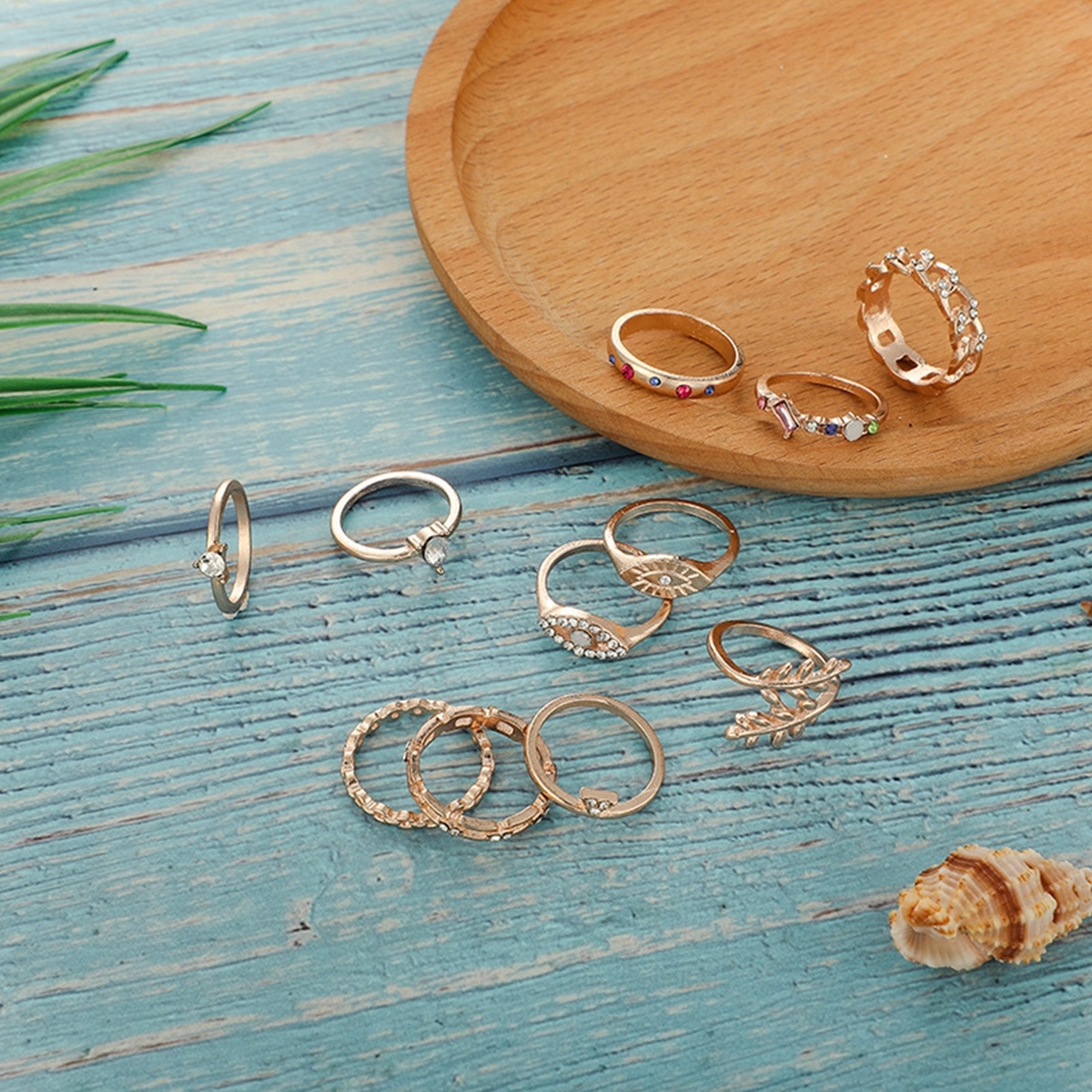 Women Rings Set Knuckle Rings Gold Bohemian Rings for Girls Vintage Gem Crystal Rings Joint Knot Ring Sets for Teens Party Daily Fesvital Jewelry Gift