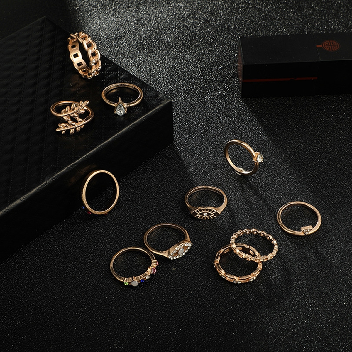 Women Rings Set Knuckle Rings Gold Bohemian Rings for Girls Vintage Gem Crystal Rings Joint Knot Ring Sets for Teens Party Daily Fesvital Jewelry Gift