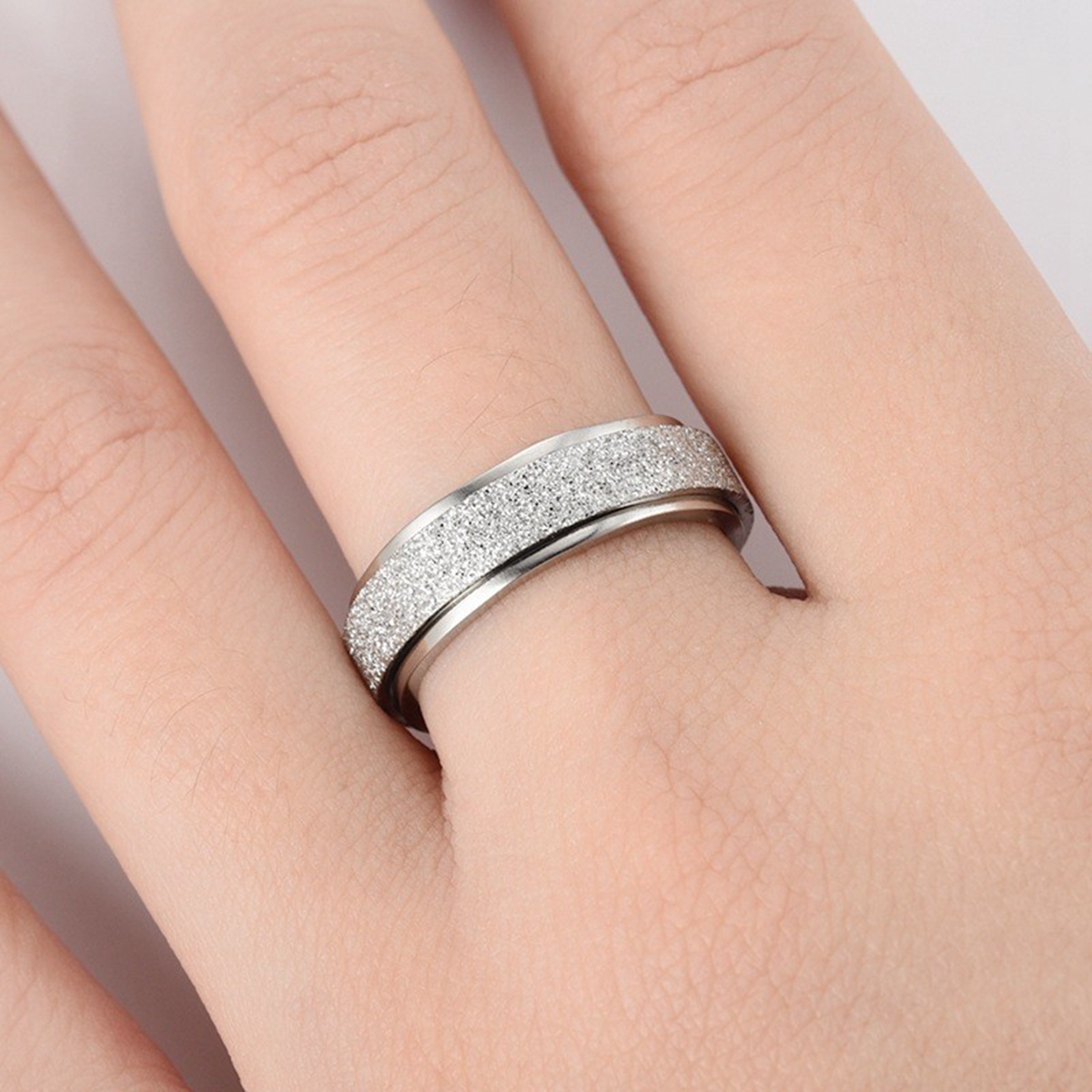 Spinner Ring Set for Women Men Anxiety Relief 6MM Fidget Rings for Anxiety Stainless Steel Frosted Ring Perfect for Weddings,Parties, Celebrations