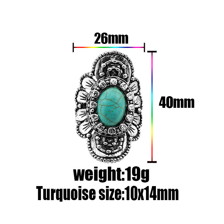 Adjustable Fashion Silver Alloy Turquoise Gemstone Rings for women Men