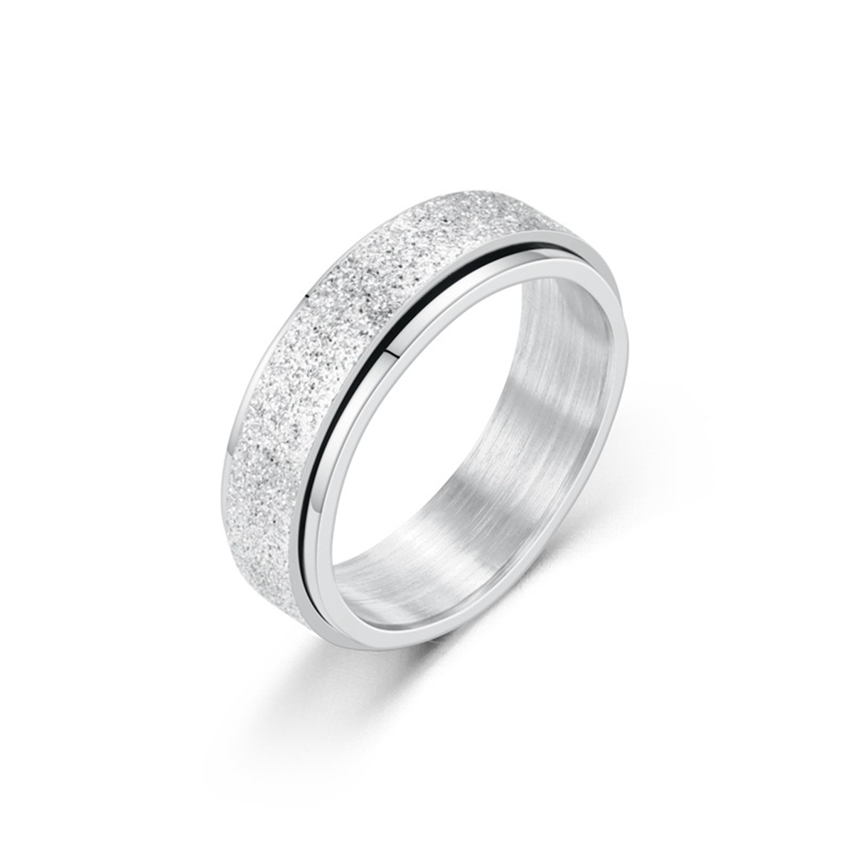 Spinner Ring Set for Women Men Anxiety Relief 6MM Fidget Rings for Anxiety Stainless Steel Frosted Ring Perfect for Weddings,Parties, Celebrations
