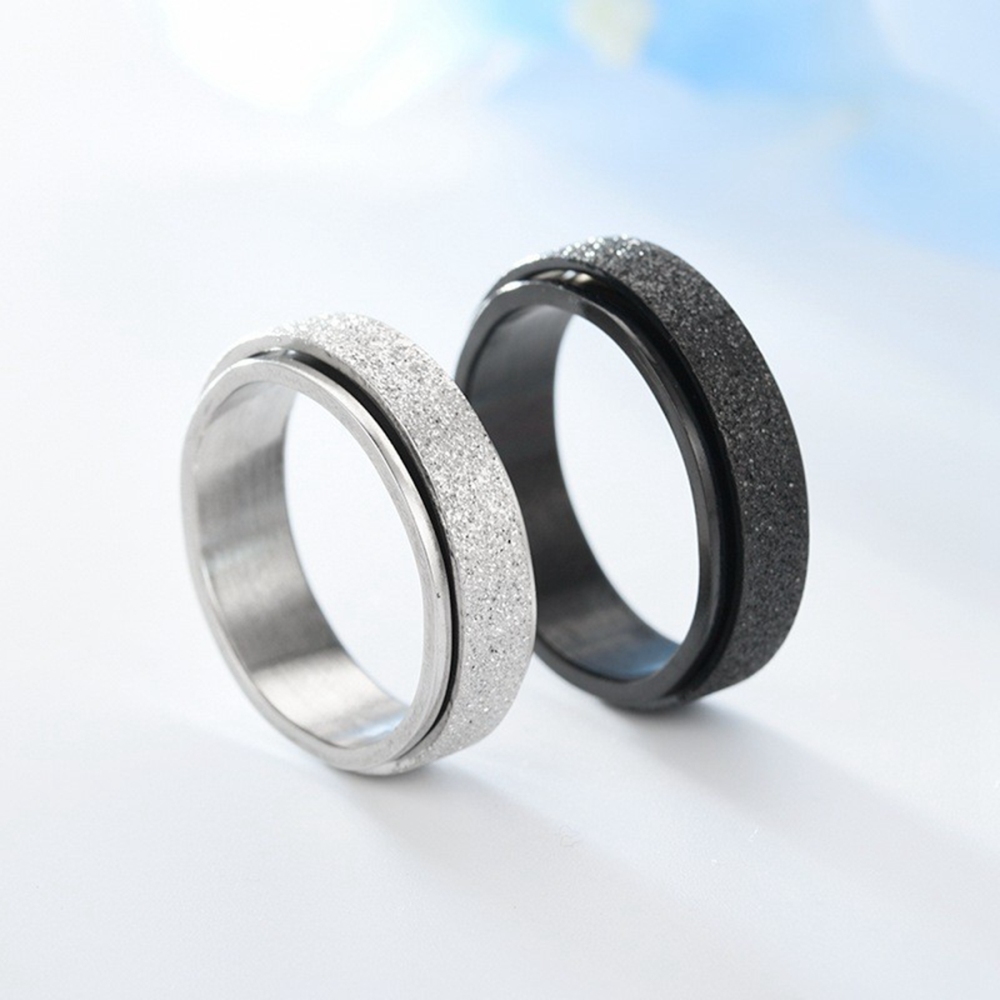 Spinner Ring Set for Women Men Anxiety Relief 6MM Fidget Rings for Anxiety Stainless Steel Frosted Ring Perfect for Weddings,Parties, Celebrations
