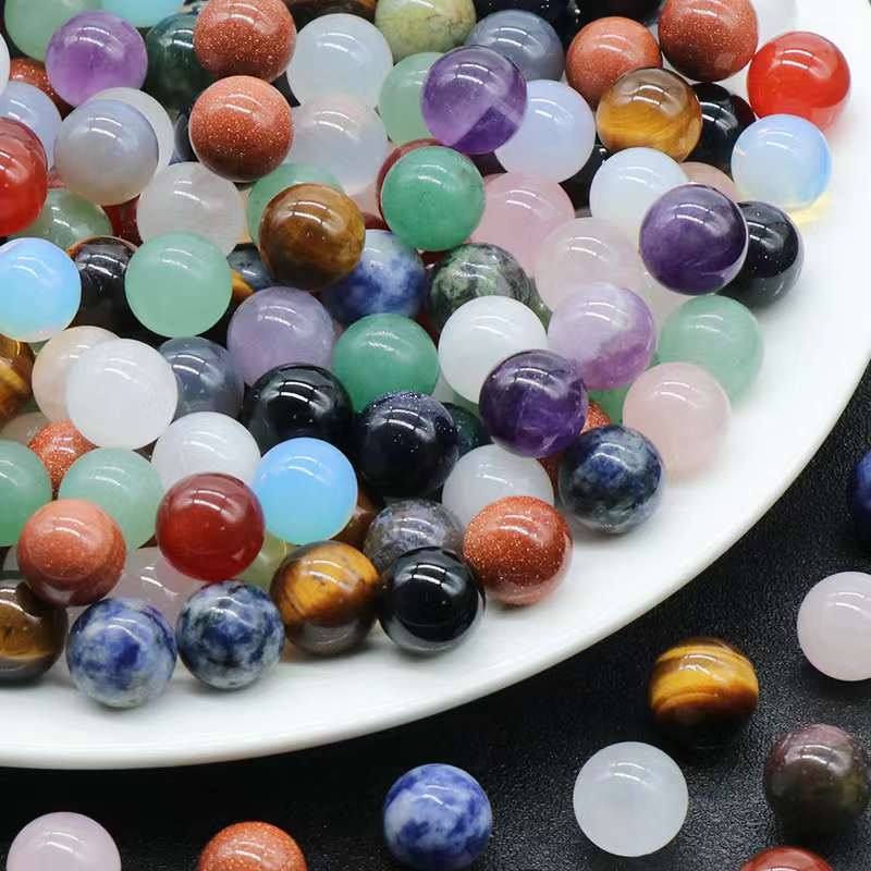16MM Chakra Healing Gemstone Crystal Ball Set Natural Quartz Gemstones Sphere for Healing Meditation Feng Shui Home Decoration