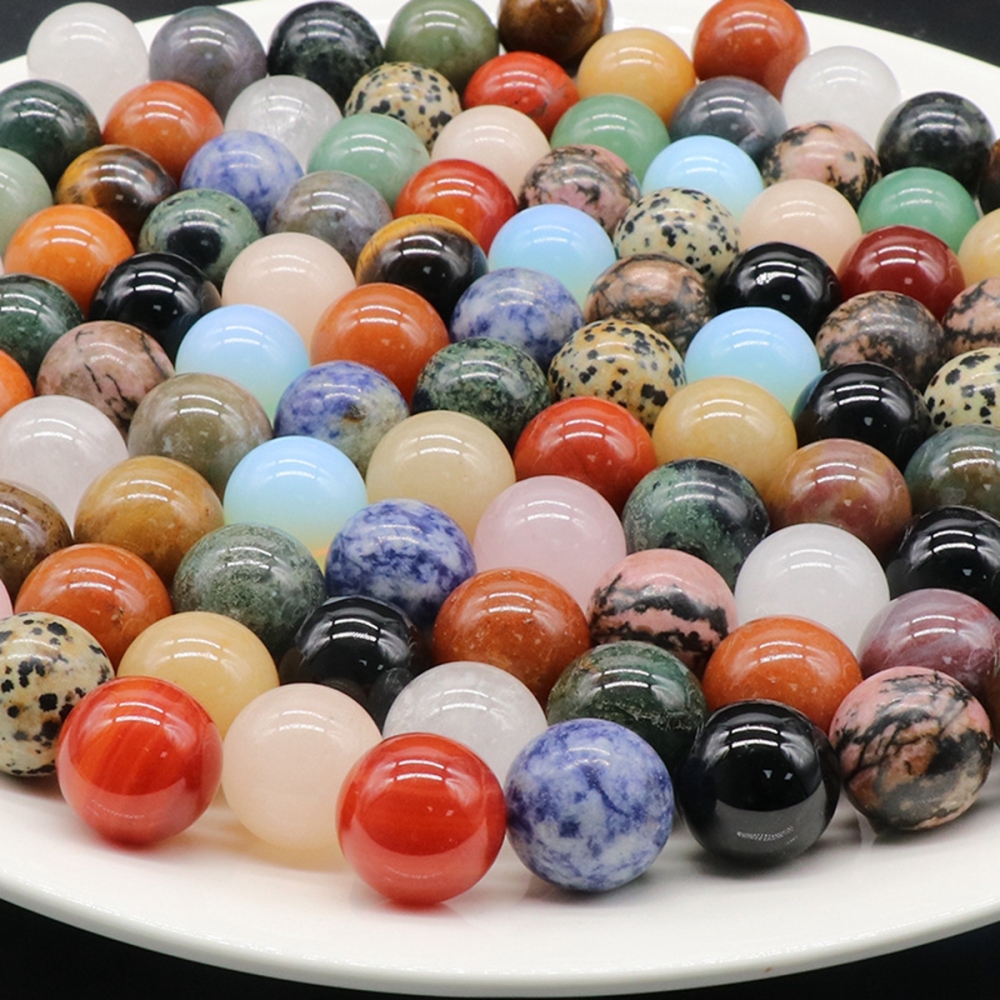 16MM Chakra Healing Gemstone Crystal Ball Set Natural Quartz Gemstones Sphere for Healing Meditation Feng Shui Home Decoration