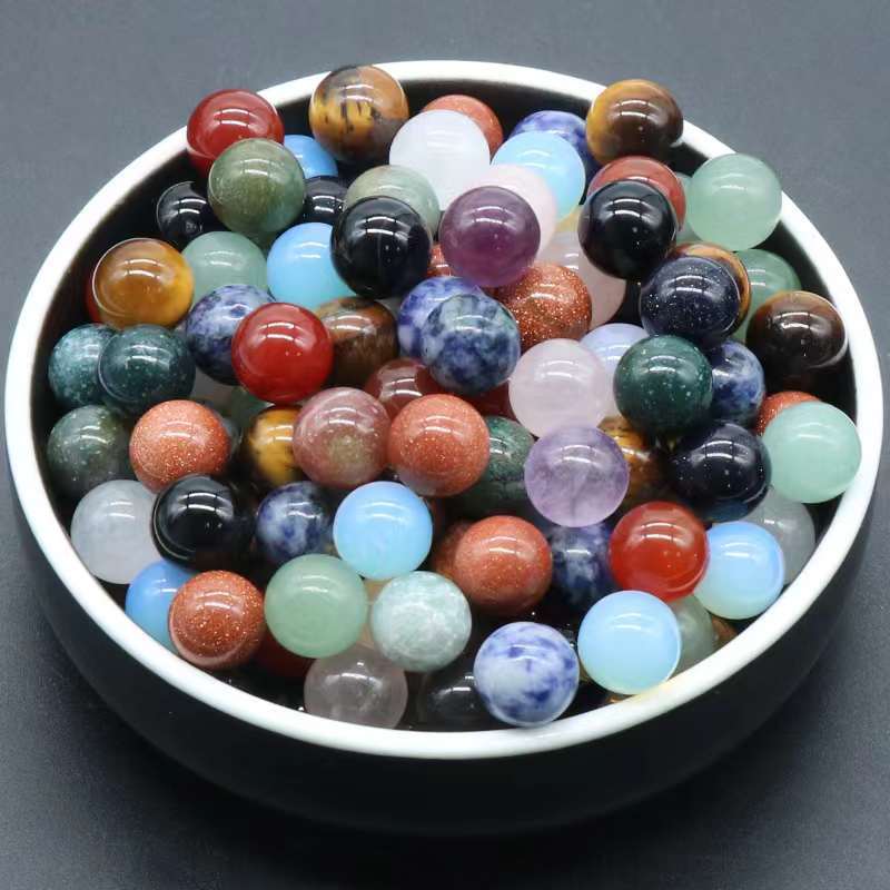 8MM Chakra Healing Gemstone Crystal Ball Set Natural Quartz Gemstones Sphere for Healing Meditation Feng Shui Home Decoration