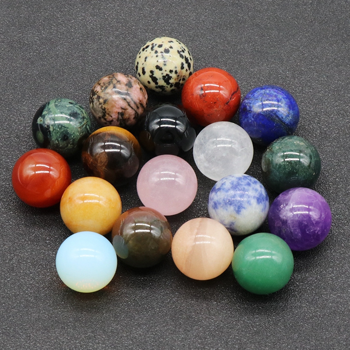 18MM Chakra Healing Gemstone Crystal Ball Set Natural Quartz Gemstones Sphere for Healing Meditation Feng Shui Home Decoration