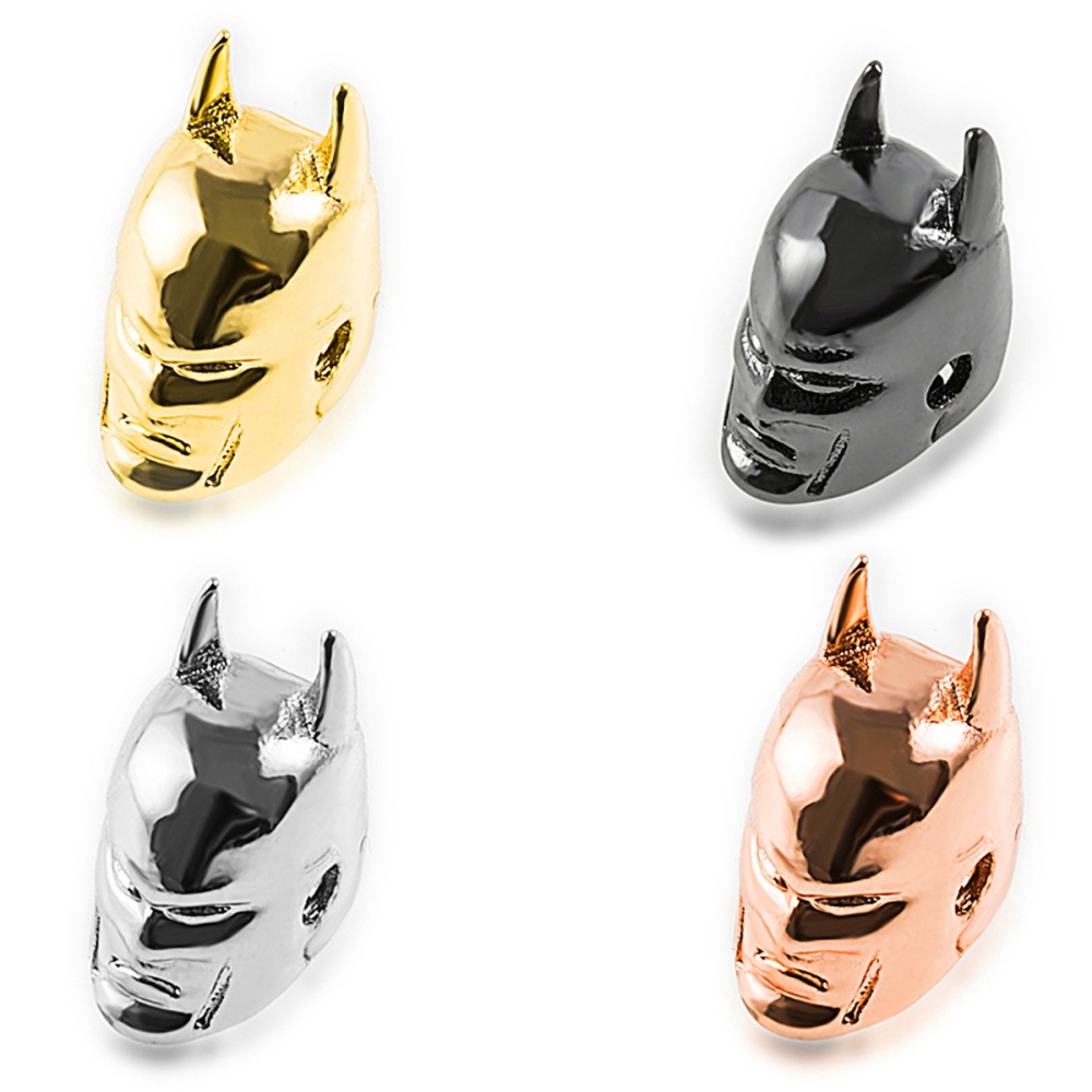 Batman Helmet Space Beads for Jewelry DIY Bracelet Making Fashion Metal Brass Micro Pave Crystal Geometry Metal Accessories